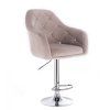 Barová židle ROMA VELUR na stříbrném talíři - světle šedá