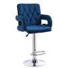 Barová židle BOSTON VELUR na stříbrném talíři - modrá