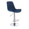 Barová židle PARIS VELUR na stříbrném talíři - modrá
