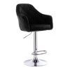Barová židle ANDORA VELUR na stříbrném talíři - černá