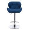 Barová židle MILANO VELUR na stříbrném talíři - modrá