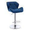 Barová židle MILANO VELUR na stříbrném talíři - modrá