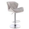 Barová židle MILANO VELUR na stříbrném talíři- světle šedá