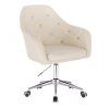 Křeslo ROMA na stříbrné podstavě s kolečky - krémové