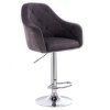 Barová židle ANDORA VELUR na stříbrné kulaté podstavě - šedá