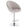 Barová židle VERA VELUR na stříbrné kulaté podstavě - světle šedá
