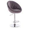 Barová židle VERA VELUR na stříbrné kulaté podstavě - šedá