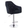 Barová židle ROMA VELUR na kulaté stříbrné podstavě - černá