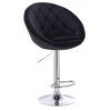 Barová židle VERA VELUR na kulaté stříbrné podstavě - černá