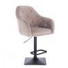 Barová židle ROMA VELUR na černé podstavě - světle šedá