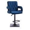Barová židle BOSTON VELUR na černé podstavě - modrá