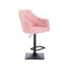 Barová židle ROMA na černé hranaté podstavě - světle růžová