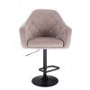 Barová židle ROMA VELUR na černém talíři - světle šedá
