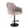 Barová židle ROMA VELUR na černém talíři - světle šedá