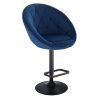 Barová židle VERA VELUR na černém talíři - modrá