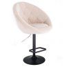 Barová židle VERA VELUR na černém talíři - krémová