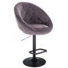 Barová židle VERA VELUR na černém talíři - šedá