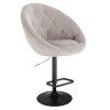 Barová židle VERA VELUR na černém talíři - světle šedá