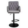 Barová židle BOSTON VELUR na černém talíři - šedá