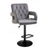 Barová židle BOSTON VELUR na černém talíři - šedá