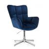 Křeslo AURORA VELUR na stříbrném kříži - modré