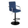 Barová židle VERONA VELUR na černém talíři - modrá