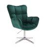 Křeslo AURORA VELUR na stříbrném kříži - zelené