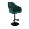 Barová židle ANDORA VELUR  na černém talíři - zelená