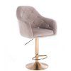 Barová židle ROMA VELUR na zlatém talíři - světle šedá