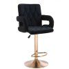 Barová židle BOSTON VELUR na zlatém talíři - černá