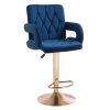 Barová židle BOSTON VELUR na zlatém talíři - modrá