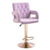Barová židle BOSTON VELUR na zlatém talíři - levandule