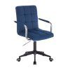 Židle VERONA VELUR na černé podstavě s kolečky - modrá