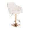 Barová židle ANDORA na zlatém talíři - bílá