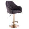 Barová židle ANDORA VELUR na zlatém talíři - šedá