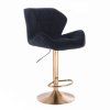 Barová židle MILANO VELUR na zlatém talíři - černá
