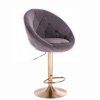 Barová židle VERA VELUR na zlatém talířii šeda