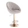 Barová židle VERA VELUR na zlatém talíři - světle šedá