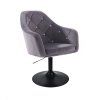 Křeslo ROMA VELUR na černém talíři - tmavě šedé