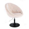 Křeslo VERA VELUR na černém talíři - krémové