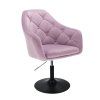Křeslo ANDORA VELUR na černém talíři - levandule