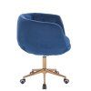 Židle MONTANA VELUR na zlaté podstavě s kolečky - modrá