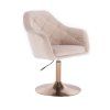 Křeslo ANDORA VELUR na zlatém talíři - krémové