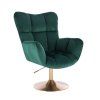 Křeslo AURORA VELUR na zlatém talíři - zelené