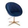 Křeslo VERA VELUR na zlatém kříži - modré