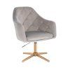 Křeslo ANDORA VELUR na zlatém kříži - světle šedé