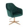 Křeslo ANDORA VELUR na zlatém kříži - zelené