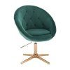 Křeslo VERA VELUR na zlatém kříži - zelené