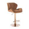 Barová židle MILANO VELUR na zlatém talíři - medová