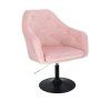 Křeslo ANDORA VELUR na černém talíři - světle růžové
